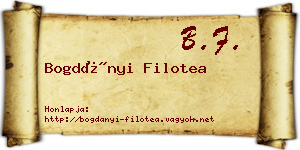Bogdányi Filotea névjegykártya